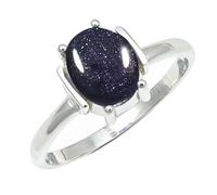 SILVERTROVE Pietra del sole sintetica pietra preziosa per Anello placcato argento Uomo e donna gioielli fatti a mano di tutte le taglie CRG1255CA_59 (18.8)