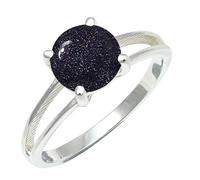 SILVERTROVE Pietra del sole sintetica pietra preziosa per Anello placcato argento Uomo e donna in gioiello fatto a mano CRG1258CA_72 (22.9)
