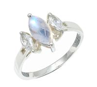 SILVERTROVE Pietra di luna arcobaleno Anello con pietra preziosa per uomo e donna in argento sterling 925, gioiello fatto a mano CRG1244BO_67 (21.3)