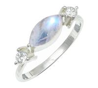 SILVERTROVE Pietra di luna arcobaleno pietra preziosa per Anello placcato argento Uomo e donna in gioiello fatto a mano CRG1249BO_50 (15.9)