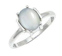 SILVERTROVE Pietra di luna bianca pietra preziosa per Anello placcato argento Uomo e donna gioielli fatti a mano di tutte le taglie CRG1255BP_55 (17.5)