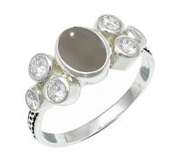 SILVERTROVE Pietra di luna grigia con pietra preziosa per uomo e donna in Anello placcato argento gioiello fatto a mano CRG1261BQ_50 (15.9)