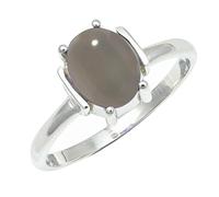 SILVERTROVE Pietra di luna grigia pietra preziosa per Anello placcato argento Uomo e donna gioielli fatti a mano di tutte le taglie CRG1255BQ_63 (20.1)