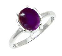 SILVERTROVE pietra preziosa Ametista cabochon per Anello placcato argento Uomo e donna gioiello fatto a mano CRG1255BW_54 (17.2)