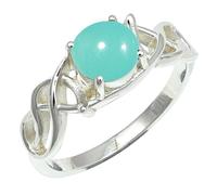 SILVERTROVE pietra preziosa Calcedonio acquamarina per Anello placcato argento Uomo e donna gioiello fatto a mano CRG1257CE_54 (17.2)