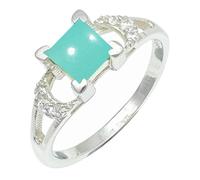 SILVERTROVE pietra preziosa Calcedonio acquamarina per Anello placcato argento Uomo e donna gioiello fatto a mano CRG1247CE_54 (17.2)