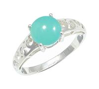SILVERTROVE pietra preziosa Calcedonio acquamarina per Anello placcato argento Uomo e donna in regalo di gioielli CRG1254CE_52 (16.6)