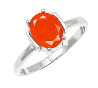 SILVERTROVE pietra preziosa Corniola per Anello placcato argento Uomo e donna in regalo di gioielli CRG1255AF_47 (15.0)