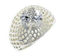 SILVERTROVE pietra preziosa CZ per Anello placcato argento Uomo e donna gioiello fatto a mano CRG1256AH_61 (19.4)