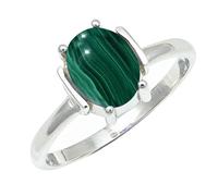SILVERTROVE pietra preziosa Malachite per Anello placcato argento Uomo e donna gioiello fatto a mano CRG1255CB_73 (23.2)