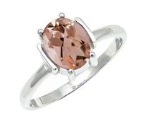 SILVERTROVE pietra preziosa Morganite coltivato in laboratorio per Anello placcato argento Uomo e donna gioiello fatto a mano CRG1255BC_68 (21.6)