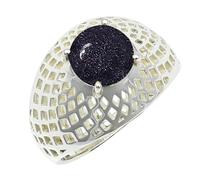 SILVERTROVE pietra preziosa Pietra del sole sintetica per Anello placcato argento Uomo e donna gioiello fatto a mano CRG1256CA_50 (15.9)