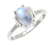 SILVERTROVE pietra preziosa Pietra di luna arcobaleno per Anello placcato argento Uomo e donna in regalo di gioielli CRG1255BO_58 (18.5)