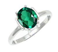 SILVERTROVE pietra preziosa Smeraldo coltivato in laboratorio per Anello placcato argento Uomo e donna gioiello fatto a mano CRG1255AN_54 (17.2)