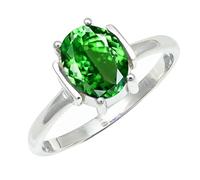 SILVERTROVE pietra preziosa Tsavorite coltivato in laboratorio per Anello placcato argento Uomo e donna in regalo di gioielli CRG1255AU_58 (18.5)