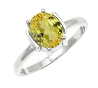 SILVERTROVE pietra preziosa Zaffiro giallo coltivato in laboratorio per Anello placcato argento Uomo e donna in regalo di gioielli CRG1255AP_54 (17.2)