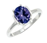 SILVERTROVE Tanzanite coltivato in laboratorio pietra preziosa per Anello placcato argento Uomo e donna gioielli di tutte le taglie CRG1255AV_57 (18.1)