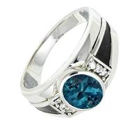 SILVERTROVE Topazio blu di Londra coltivato in laboratorio Anello con pietra preziosa per uomo e donna in argento sterling 925, gioiello fatto a mano CRG1166AT_57 (18.1)