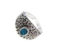 SILVERTROVE Topazio blu di Londra coltivato in laboratorio Anello con pietra preziosa per uomo e donna in argento sterling 925, gioiello fatto a mano CRG1118AT_67 (21.3)