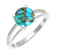 SILVERTROVE Turchese blu ramato pietra preziosa per Anello placcato argento Uomo e donna gioielli fatti a mano di tutte le taglie CRG1258BI_52 (16.6)