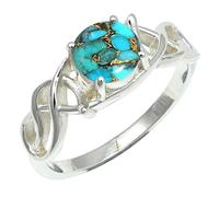 SILVERTROVE Turchese blu ramato pietra preziosa per Anello placcato argento Uomo e donna gioielli fatti a mano di tutte le taglie CRG1257BI_65 (20.7)