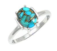 SILVERTROVE Turchese blu ramato pietra preziosa per Anello placcato argento Uomo e donna in gioiello fatto a mano CRG1255BI_65 (20.7)