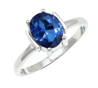 SILVERTROVE Zaffiro blu coltivato in laboratorio pietra preziosa per Anello placcato argento Uomo e donna in gioiello fatto a mano CRG1255AO_73 (23.2)