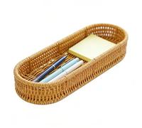 Silverware Organizer - Artificial Wicker Storage Basket, Divided Cutlery Holder | Durevole Kitchen Drawer Organizer | Rustic Tabletop Silverware Storage | Multi-Compartment Utensil Tray for Dining
