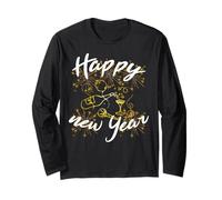 Silvester Feuerwerk Neujahrsgeschenk Happy Sekt - Top per Prosecco Maglia a Manica