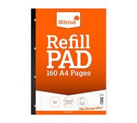Silvine A4SRPFM - Blocco di ricarica, 160 pagine, rilegato lateralmente e perforato, 4 fori, a righe, 8 mm, con margine, rif. A4SRPFM, singolo