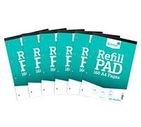 Silvine - Blocco di fogli di ricambio, 160 fogli, formato A4, con rilegatura sul lato superiore e con 4 fori Griglia a puntini Pacco da 6