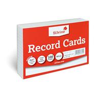 Silvine - Carte bianche da 15,2 x 10,2 cm, foderate con titolo, 100 carte per confezione. Rif. 564 W (152 x 101 mm).