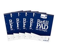 Silvine - Confezione da 5 fogli di ricambio per fogli A4, rilegati a testa e perforati, 4 fori, 5 mm, a righe