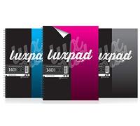Silvine Luxpad - Quaderno formato A4, rilegatura a spirale, 3 colori assortiti, 140 pagine a righe, confezione da 6