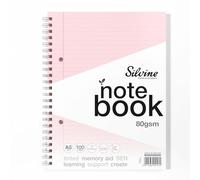 Silvine Quaderno A5 per dislessia rosa, 100 pagine a spirale, carta colorata da 80 g/m², per l'apprendimento e la memoria SEN