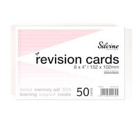 Silvine Schede flash A6, revisione e studio, a righe, 50 carte, colore: rosa