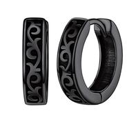 Silvora 10 mm Un paio di orecchini a cerchio uomo argento vintage con teschi/nodi celti/rune nordiche/Infinito/Occhio cattivo, piccoli cerchi neri argento 925 non dà allergia