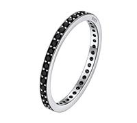 Silvora Anello da Donna S925 a Fascia Lucida in Argento Sterling Zirconia Cubica Intarsiata Scintillanti Blingbling Durevole Larghezza 2 mm Semplice ed Elegante con Confezione Regalo