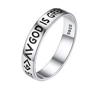 Silvora Anello Incisione delle Scritture G>∧∨ God is Greater Than the Highs and Lows Anello Minimalista in Vero Argento Sterling S925 per Uomo Donna Misure Diverse
