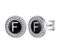 Silvora Argento Sterling Orecchini Neri da Donna Nome 26 Lettere Alfabeto Personalizzato A-Z Orecchini Iniziali S925 con AAA Zirconi Regalo per Lei Ragazze Compleanno