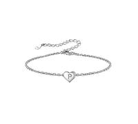 Silvora Bracciale Donna Argento 925 in Oro Bianco, Braccialetto Donna Argento Lunga 16+5cm, Bracciale con Cuore Iniziale Lettera P per Ragazza Mamma Compleanno Anniversario, Confezione Regalo