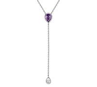 Silvora Collana Argento S925 Catena a Y con Ciondolo Pietra Portafortuna Regolabile Lacrima Cubic Zirconia Collana Pietre Dodici Mesi Collana Pietra Sintetica in Argento Birthstone