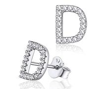 Silvora Orecchini a Perno con Lettera Iniziale e Diamante in Argento Sterling con Alfabeto dalla A alla Z Minimalista Zirconi S925 per Donne e Ragazze