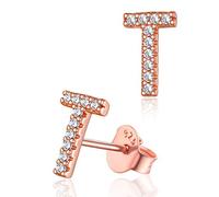 Silvora Orecchini a Perno con Lettera Iniziale e Diamante in Argento Sterling con Alfabeto dalla A alla Z Minimalista Zirconi S925 per Donne e Ragazze