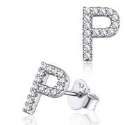 Silvora Orecchini a Perno con Lettera Iniziale e Diamante in Argento Sterling con Alfabeto dalla A alla Z Minimalista Zirconi S925 per Donne e Ragazze