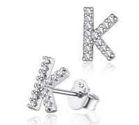 Silvora Orecchini a Perno con Lettera Iniziale e Diamante in Argento Sterling con Alfabeto dalla A alla Z Minimalista Zirconi S925 per Donne e Ragazze