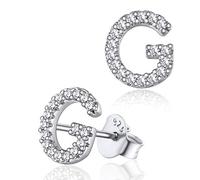 Silvora Orecchini a Perno con Lettera Iniziale e Diamante in Argento Sterling con Alfabeto dalla A alla Z Minimalista Zirconi S925 per Donne e Ragazze