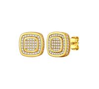 Silvora Orecchini a perno in argento 925, con zirconi quadrati, larghezza 11 mm, con zirconi cubici, idea regalo per uomo e donna, Argento sterling