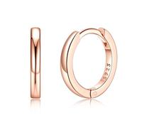 Silvora Orecchini Cerchio Donna Argento 925, 10mm Orecchini Donna Oro Rosa, Orecchino a Cerchio Piccolo Uomo Brillante, Idee Regalo per Compleanno Anniversario Natale
