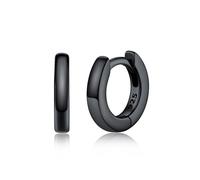 Silvora Orecchini Cerchio Uomo Donna Argento 925, 6mm Orecchini Uomo Nero, Orecchino a Cerchio Piccolo Donna Brillante, Idee Regalo per Compleanno Anniversario Natale